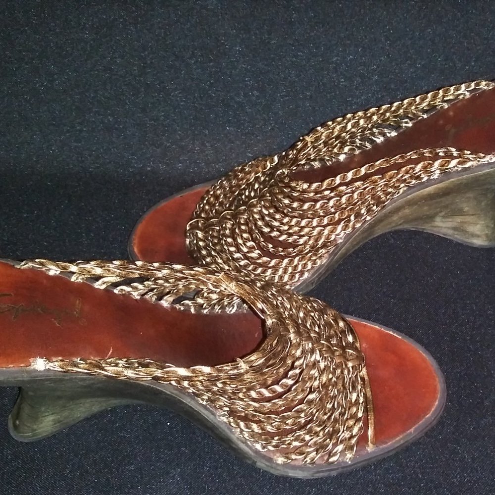 Spiegel braided Open Toe Wood Wedge slide in Shoes - Picture 2 of 5